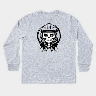 Fossicker Skull and Jackhammer Black Logo Kids Long Sleeve T-Shirt